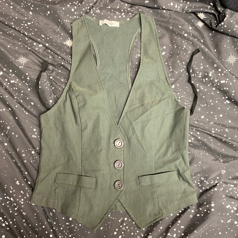 Grey Short Length Racerback Vest with Pointed Front